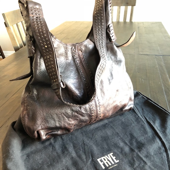FRYE Samantha Studded Leather Hobo Bag